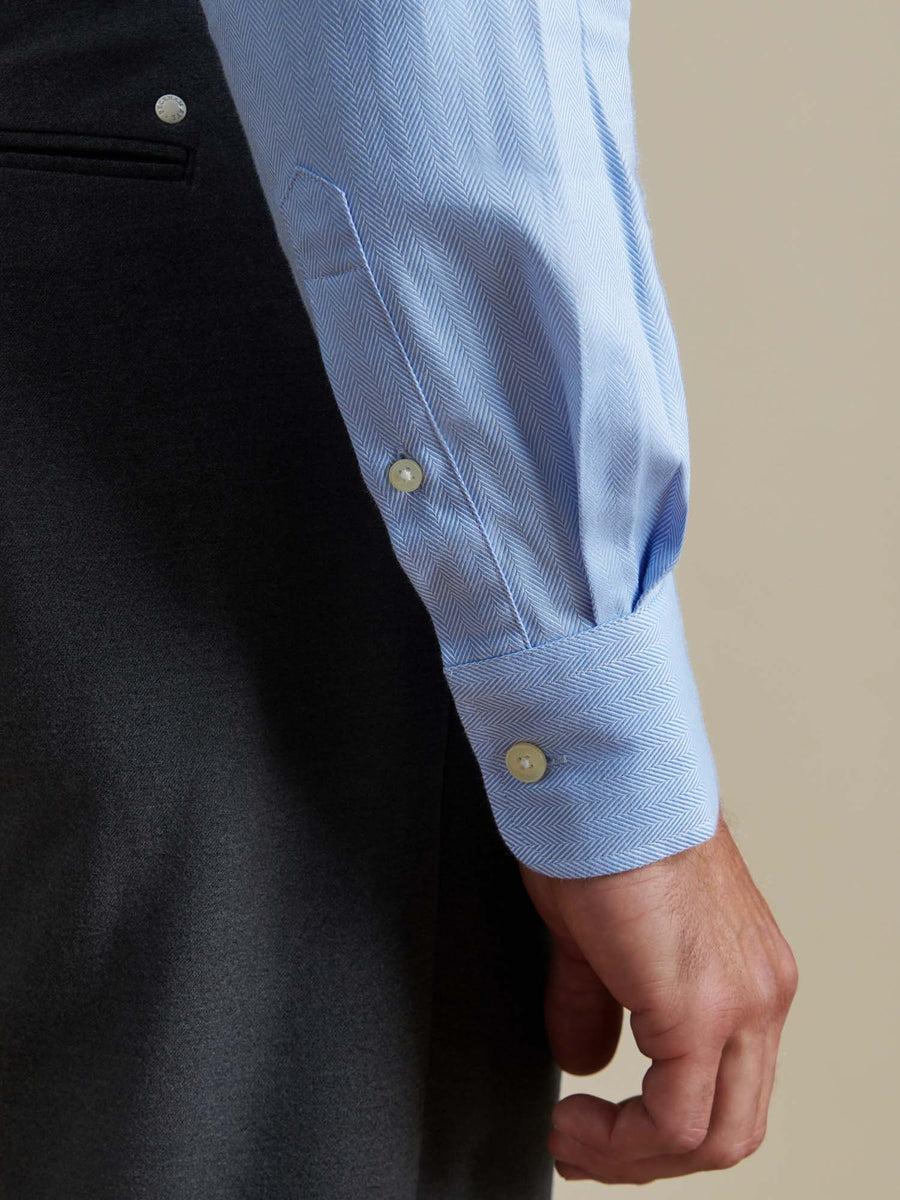 Duchamp Mens Royal Herringbone Shirt Skyway