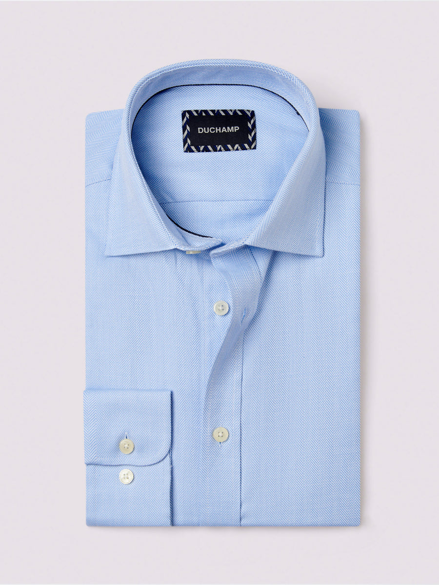 Duchamp Mens Royal Herringbone Shirt Skyway