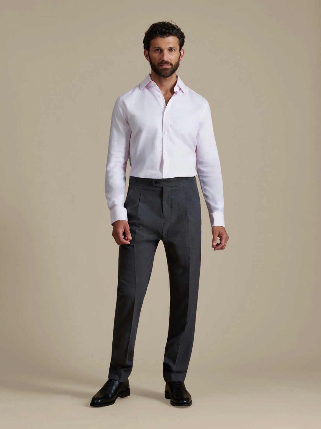 Duchamp Mens Royal Herringbone Shirt Chalk Pink