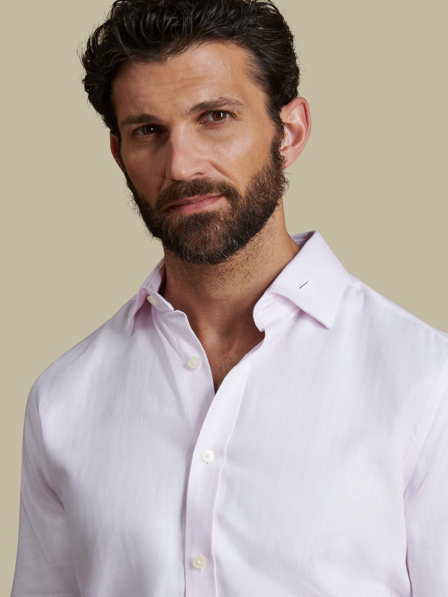 Duchamp Mens Royal Herringbone Shirt Chalk Pink