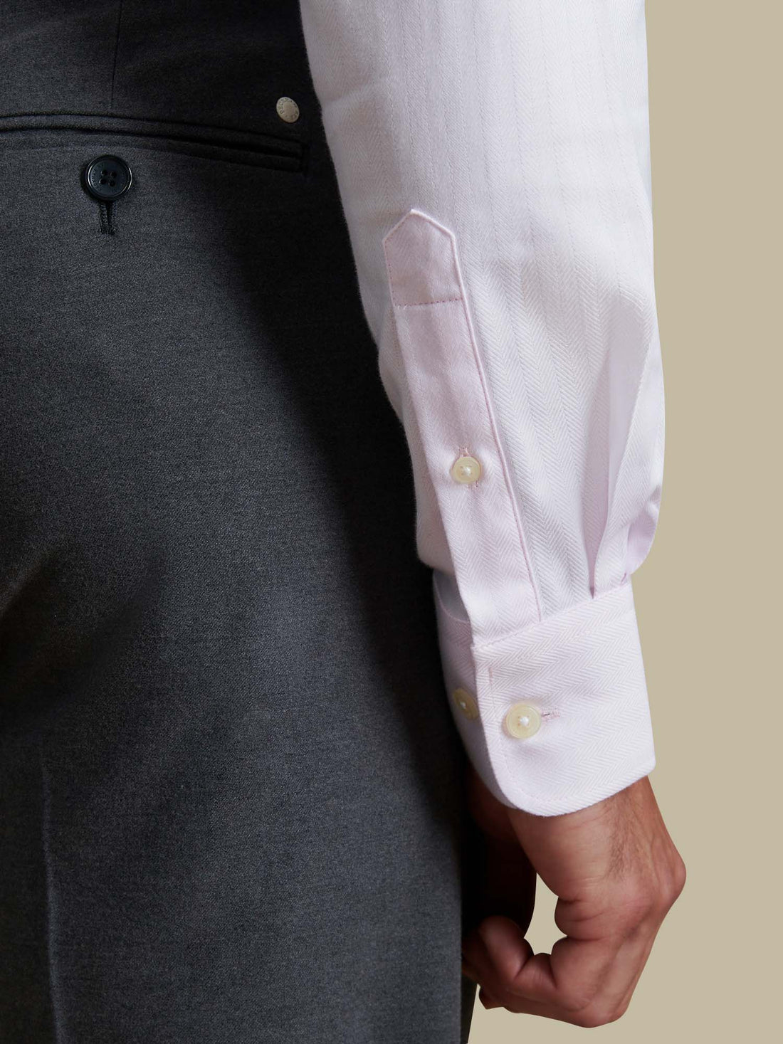 Duchamp Mens Royal Herringbone Shirt Chalk Pink