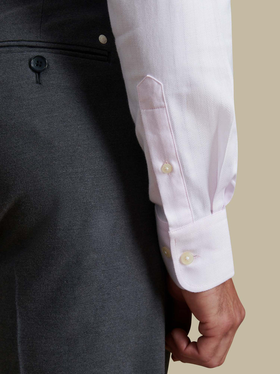 Duchamp Mens Royal Herringbone Shirt Chalk Pink