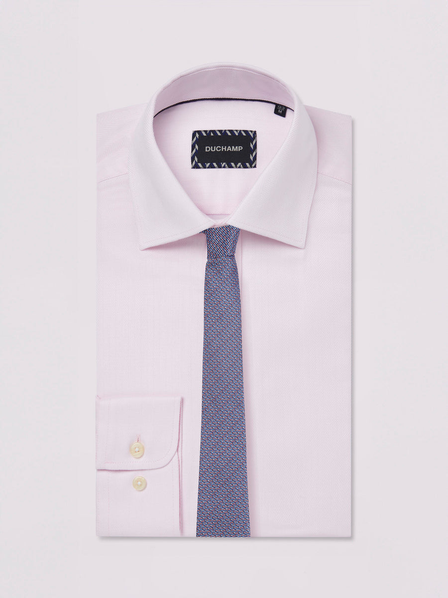 Royal Herringbone Shirt in Chalk Pink