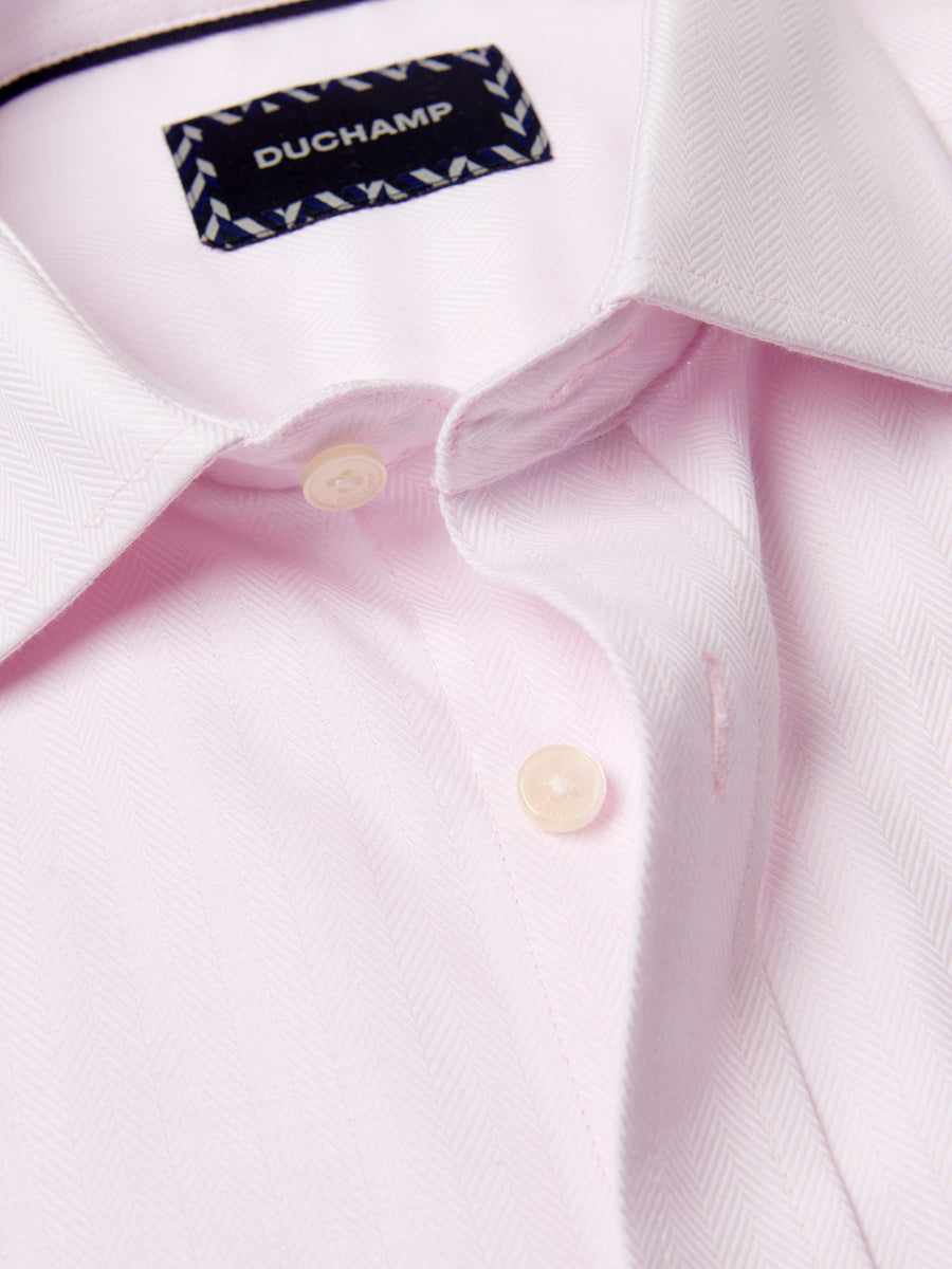 Duchamp Mens Royal Herringbone Shirt Chalk Pink