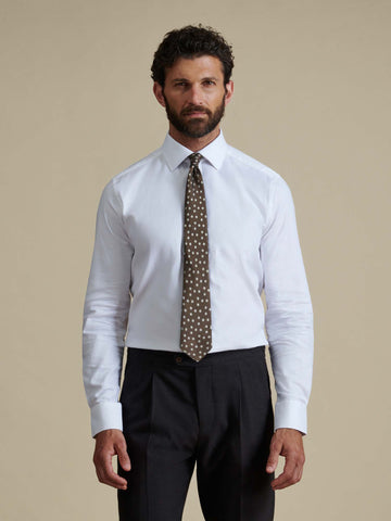 Duchamp Mens Square Dobby Shirt White