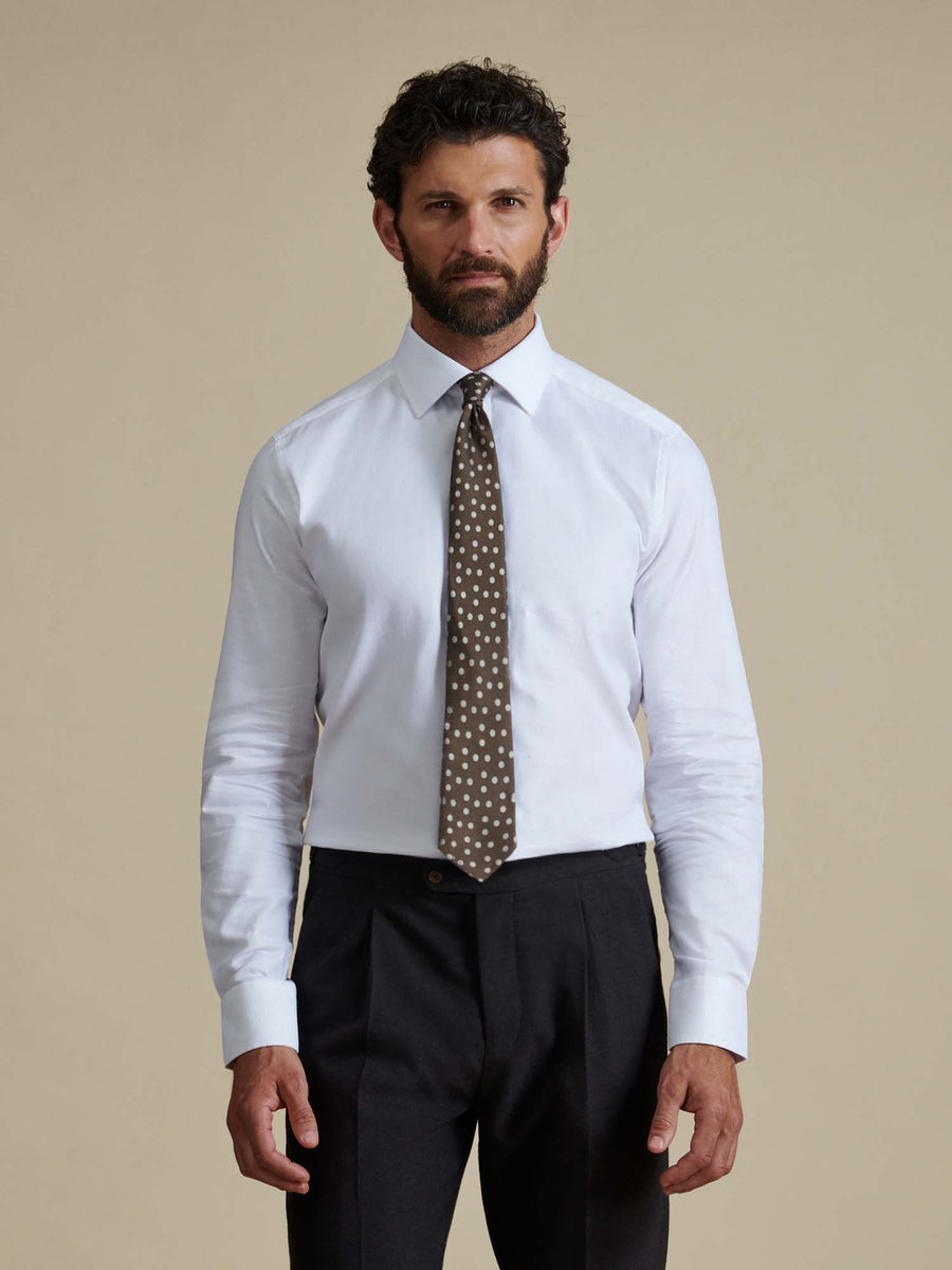 Duchamp Mens Square Dobby Shirt White