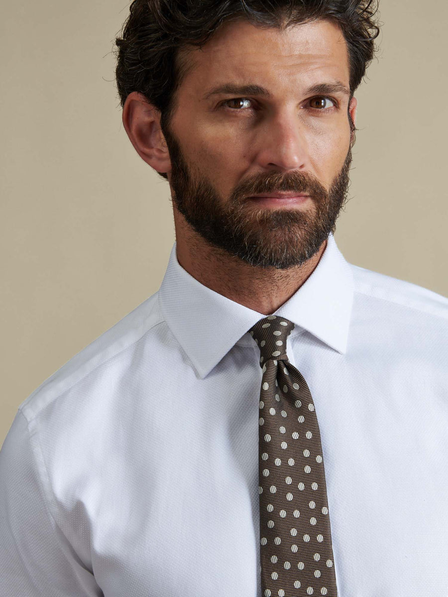 Duchamp Mens Square Dobby Shirt White