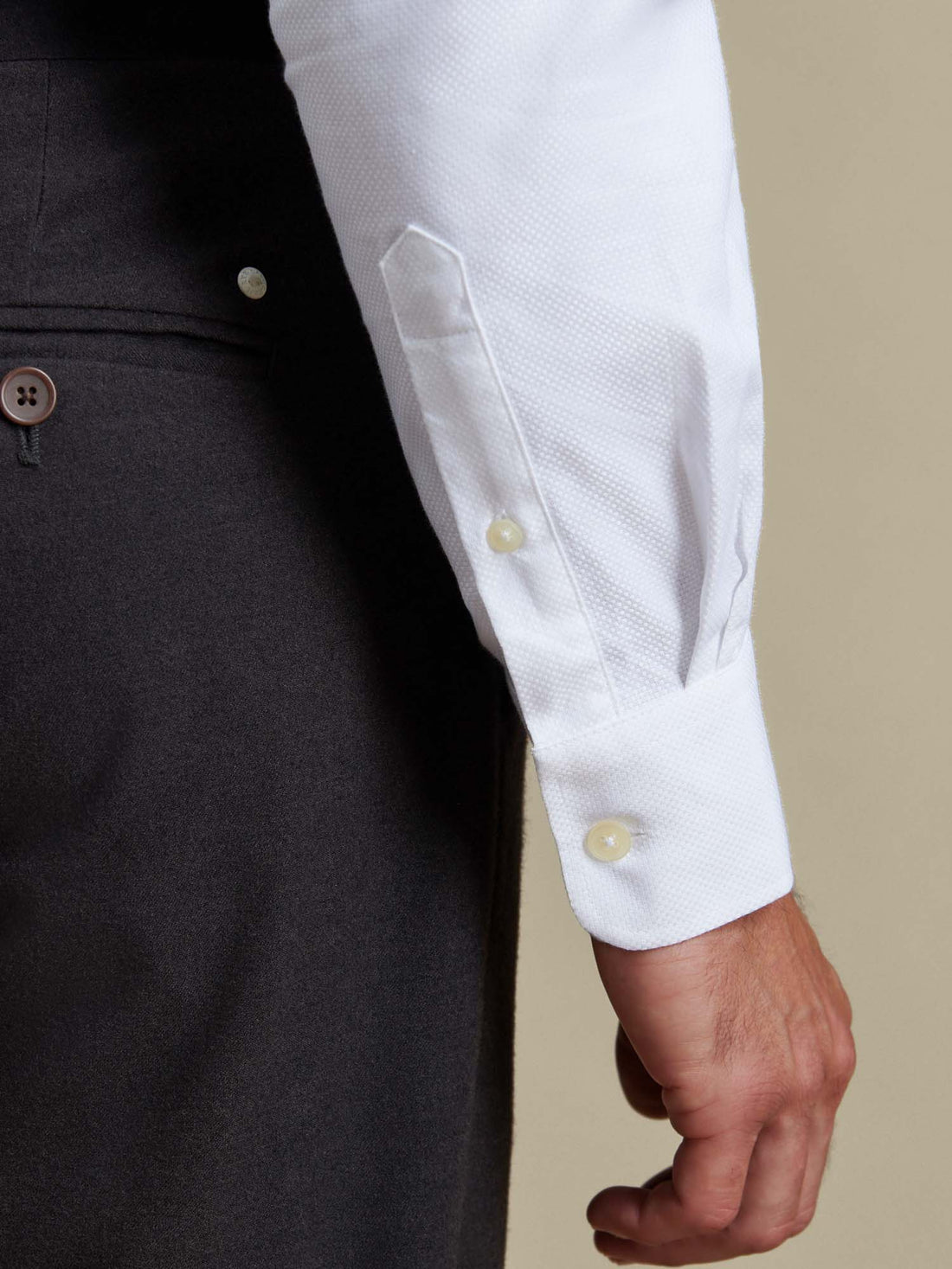 Duchamp Mens Square Dobby Shirt White