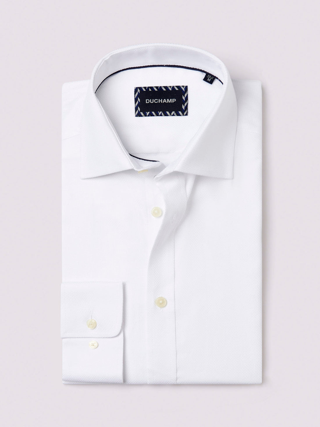 Duchamp Mens Square Dobby Shirt White