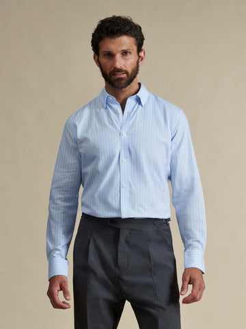 Duchamp Mens Wide Stripe Shirt Skyway