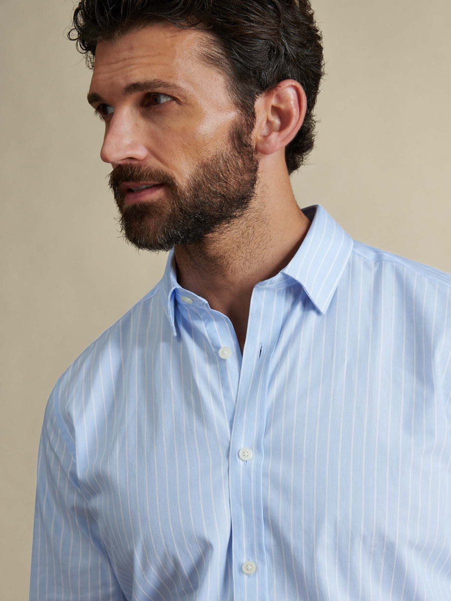 Duchamp Mens Wide Stripe Shirt Skyway