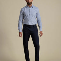 Duchamp Mens Dobby Stripe Shirt Midnight Blue