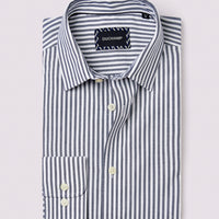 Duchamp Mens Dobby Stripe Shirt Midnight Blue