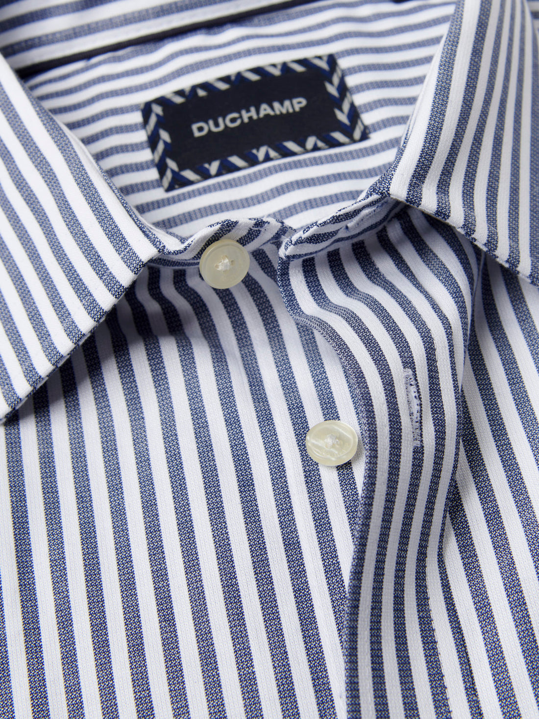 Duchamp Mens Dobby Stripe Shirt Midnight Blue