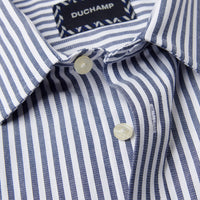 Duchamp Mens Dobby Stripe Shirt Midnight Blue