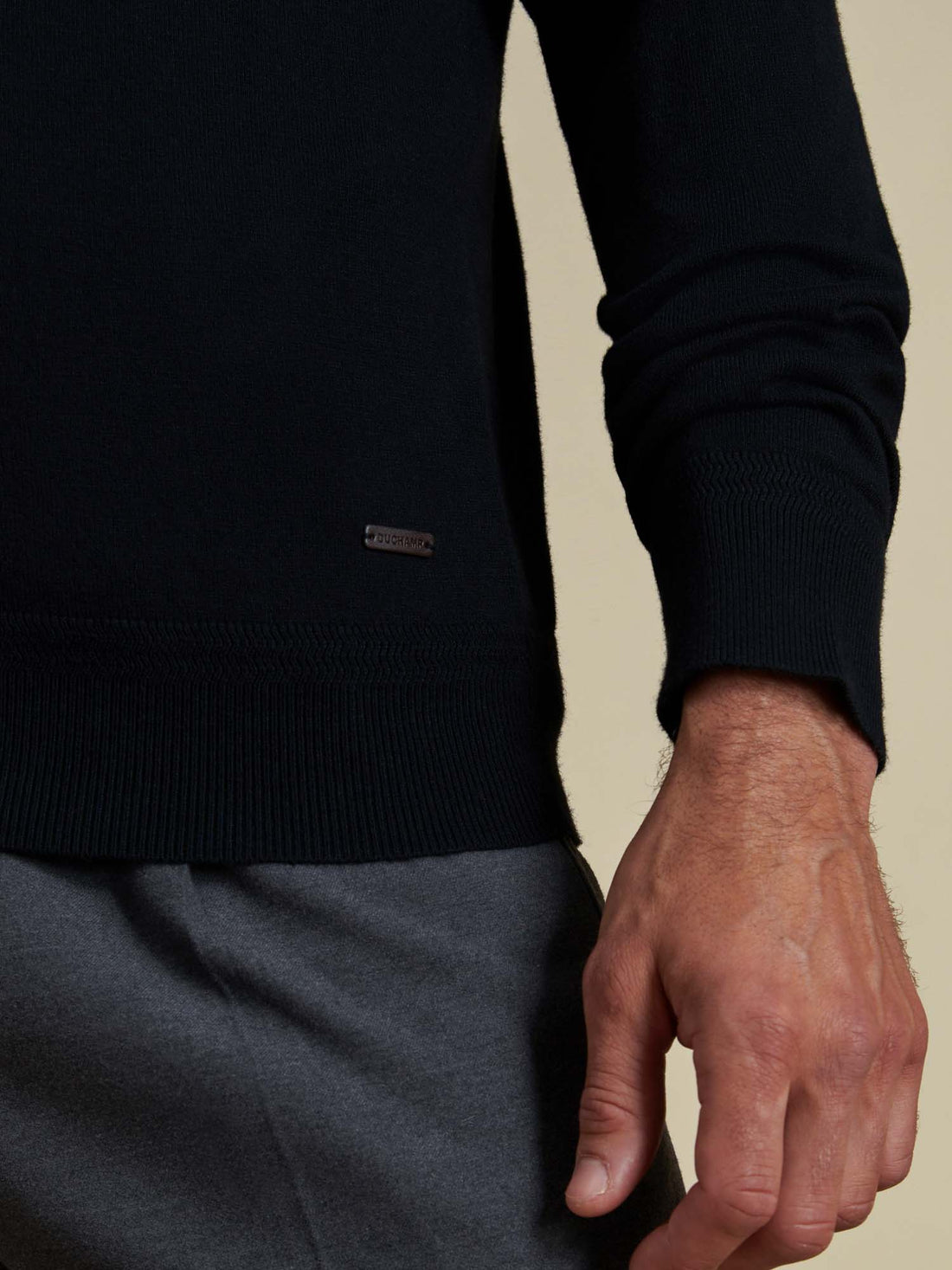 Duchamp Mens Quarter Zip Funnel Neck Black