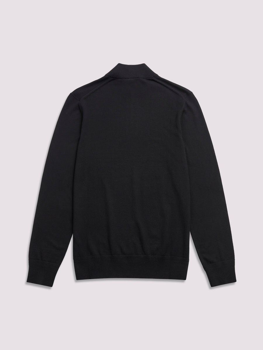 Duchamp Mens Quarter Zip Funnel Neck Black