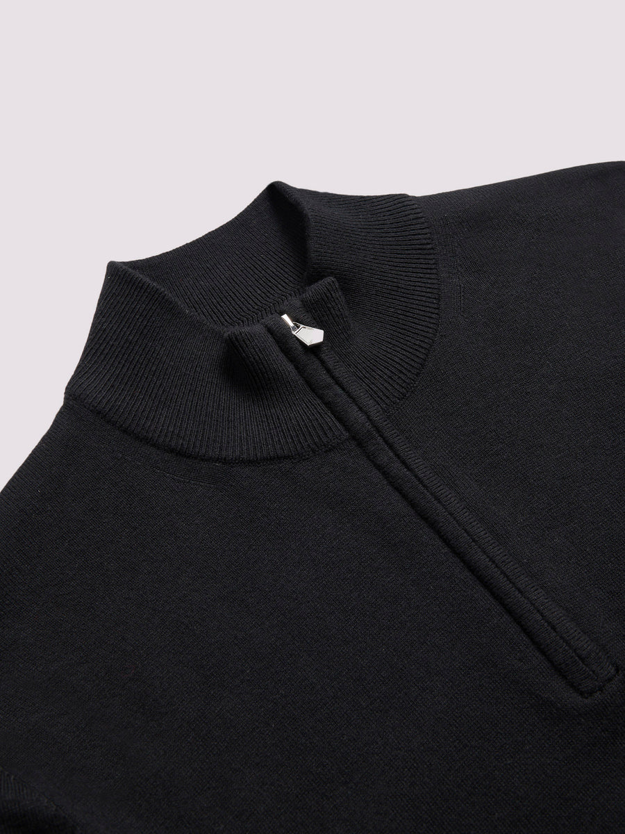 Duchamp Mens Quarter Zip Funnel Neck Black