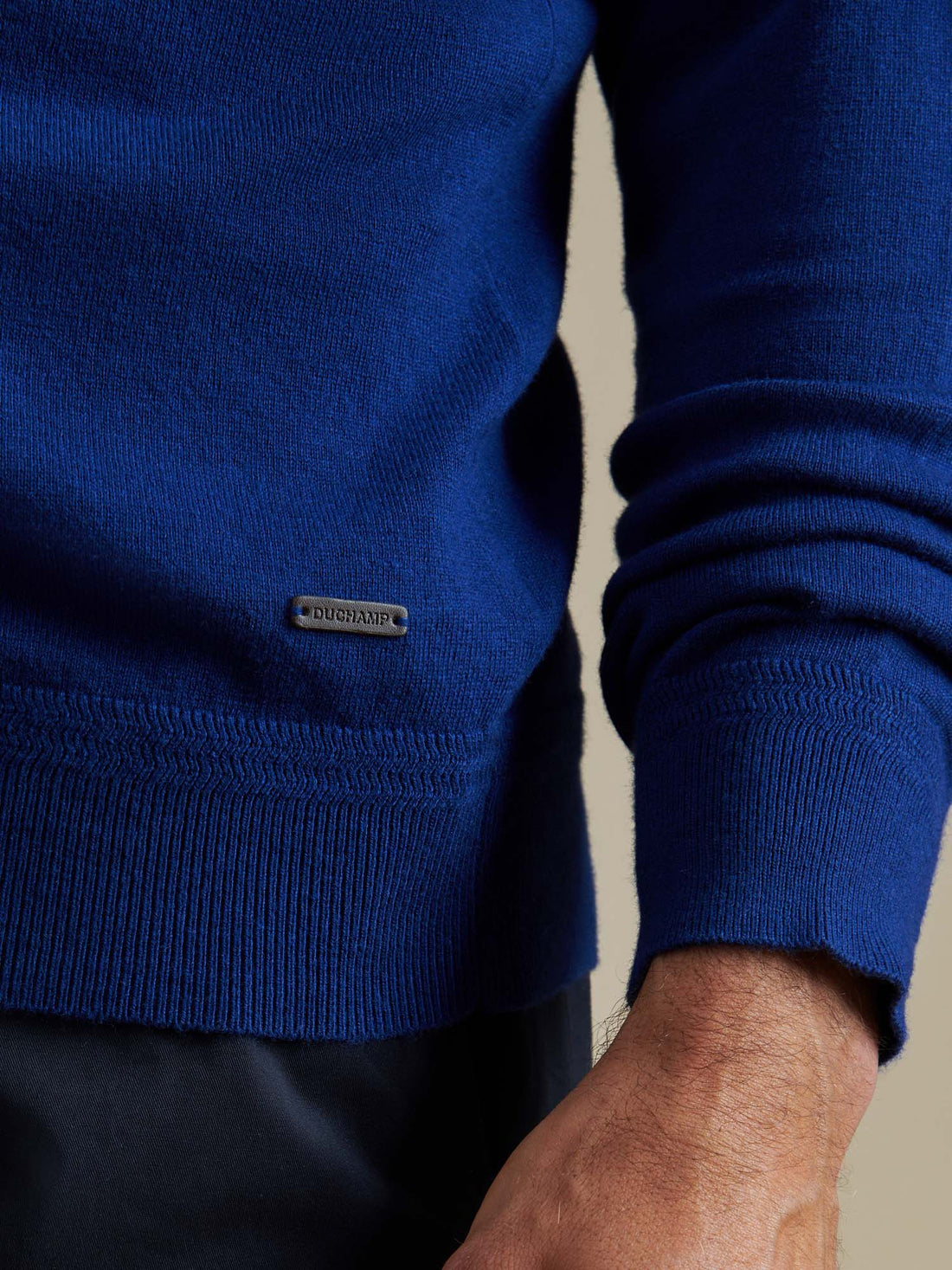 Duchamp Mens Quarter Zip Funnel Neck Oxford Blue BMG