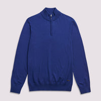 Duchamp Mens Quarter Zip Funnel Neck Oxford Blue BMG