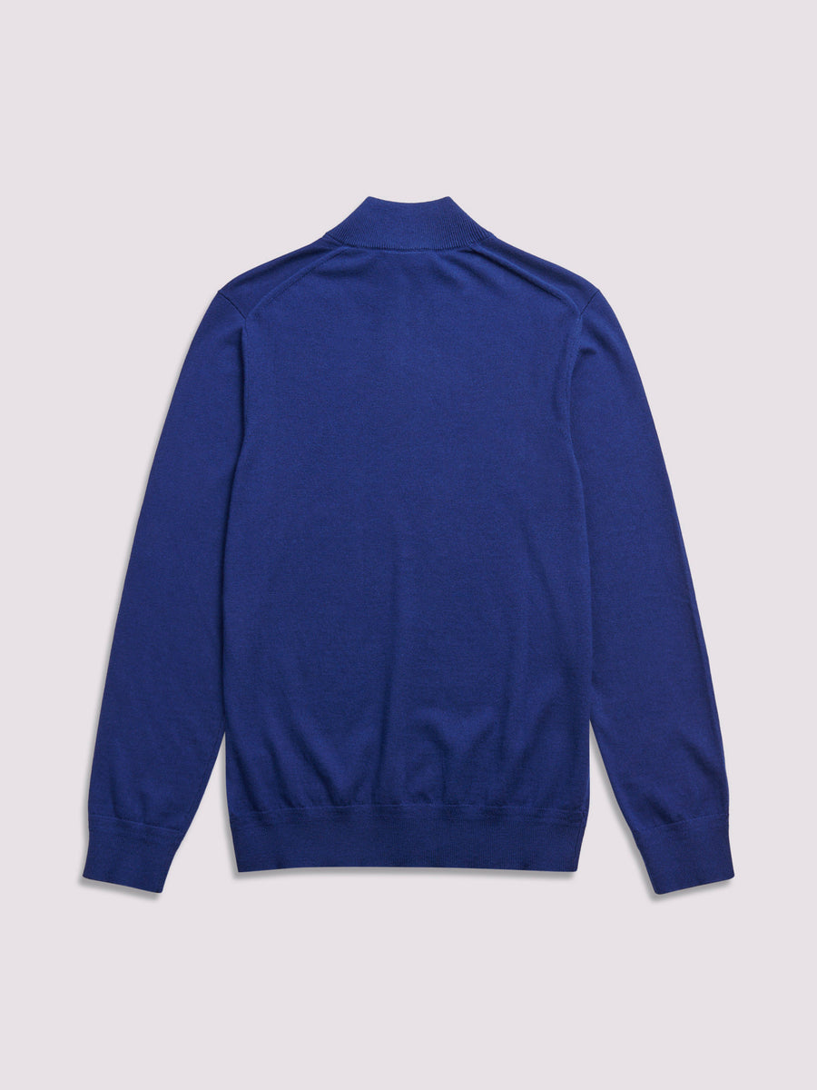 Quarter Zip Funnel Neck in Oxford Blue