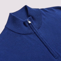 Duchamp Mens Quarter Zip Funnel Neck Oxford Blue