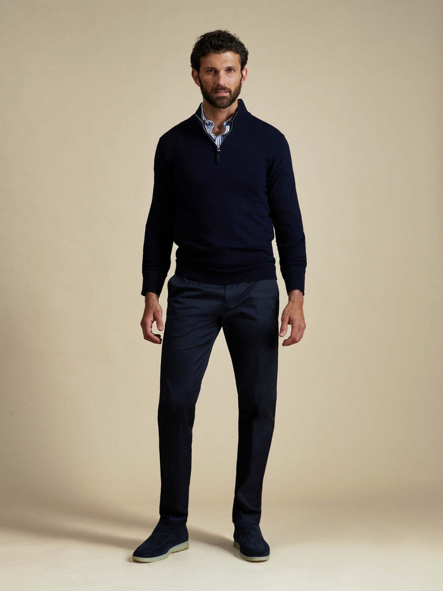 Duchamp Mens Quarter Zip Funnel Neck Deep Well