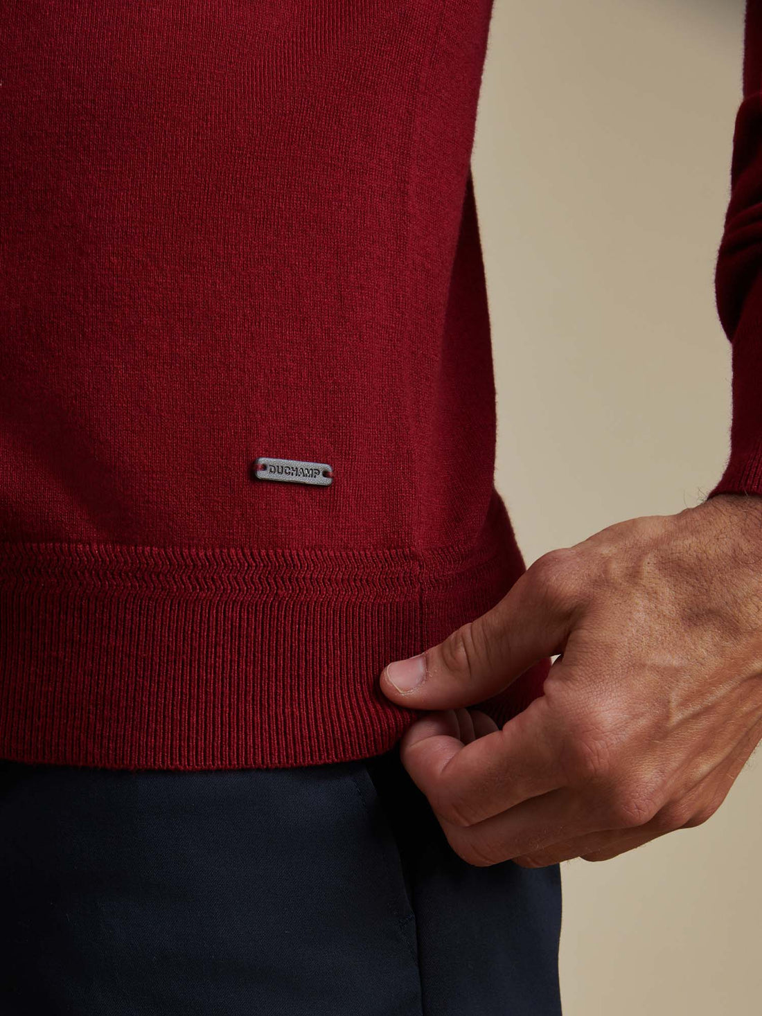 Duchamp Mens Quarter Zip Funnel Neck Rumba Red