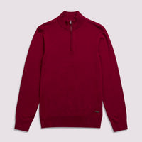 Duchamp Mens Quarter Zip Funnel Neck Rumba Red