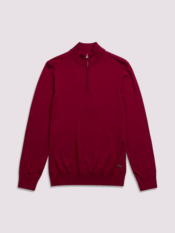 Quarter Zip Funnel Neck in Rumba Red