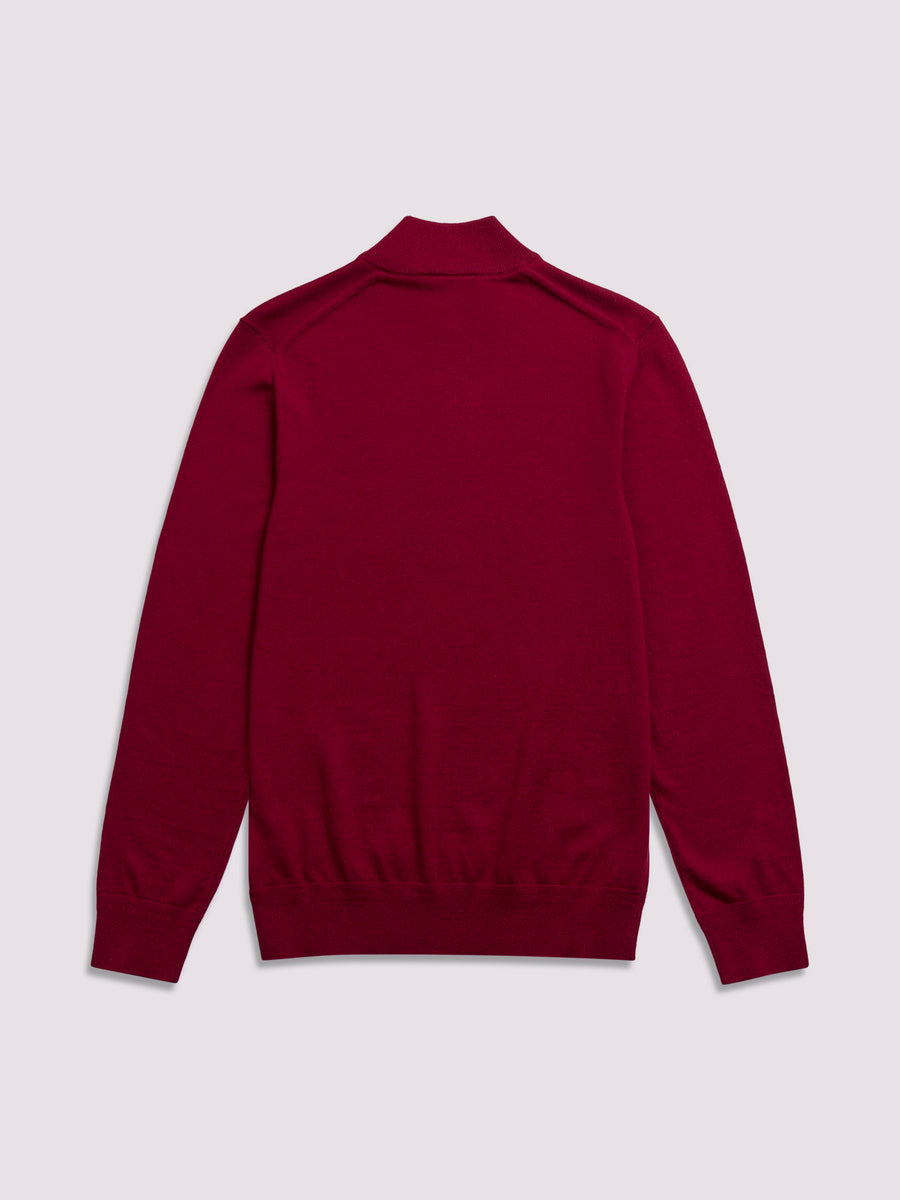 Duchamp Mens Quarter Zip Funnel Neck Rumba Red