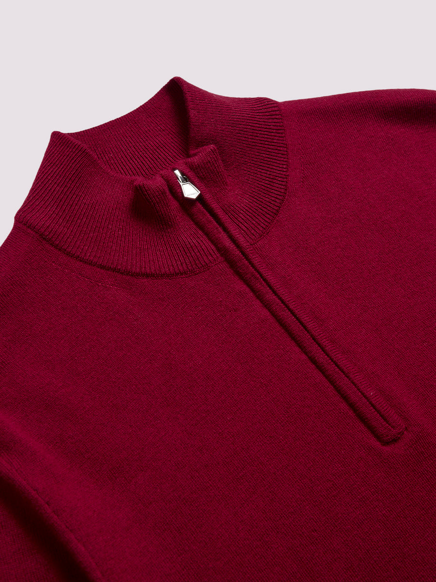 Duchamp Mens Quarter Zip Funnel Neck Rumba Red