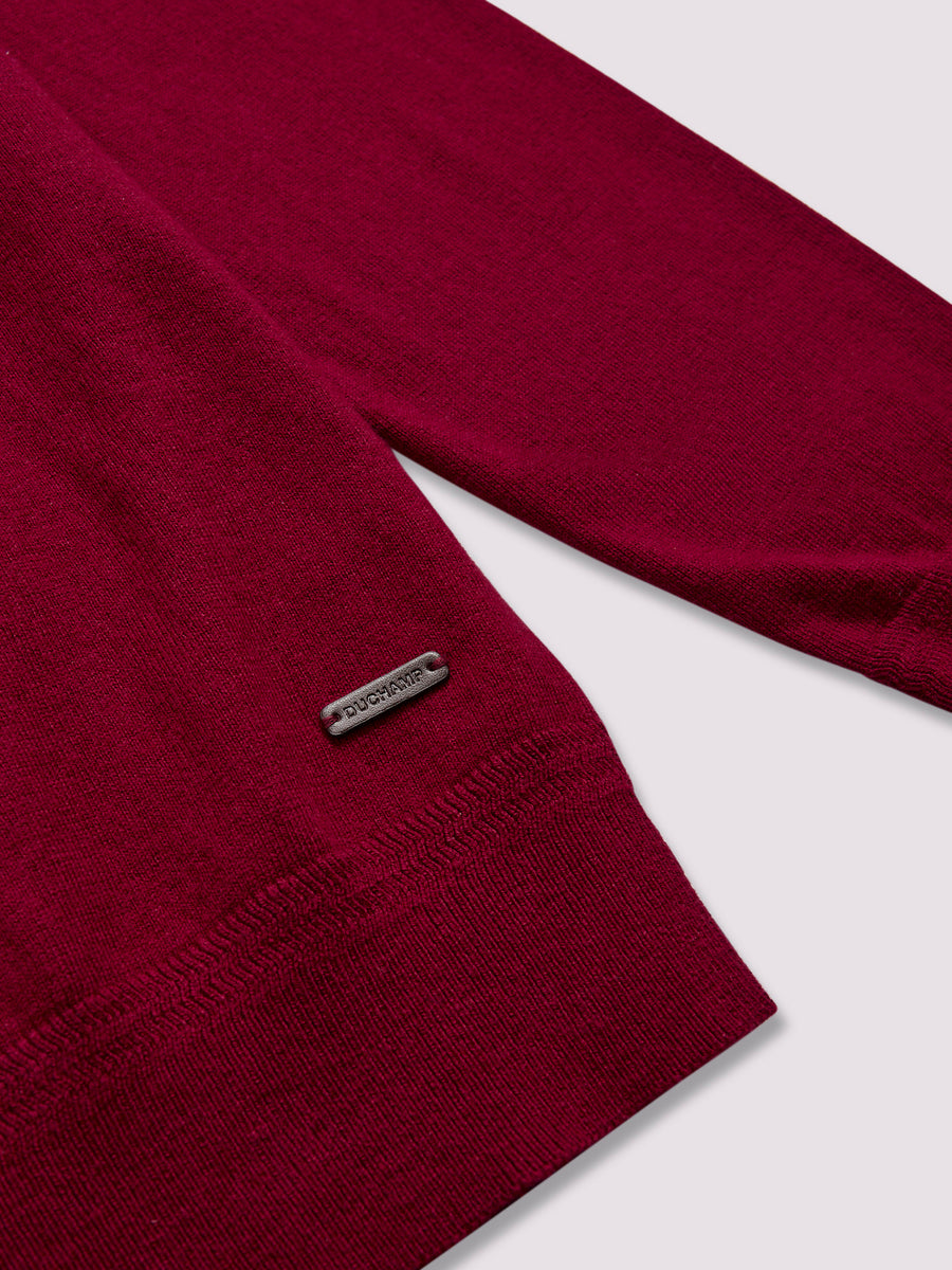 Quarter Zip Funnel Neck in Rumba Red