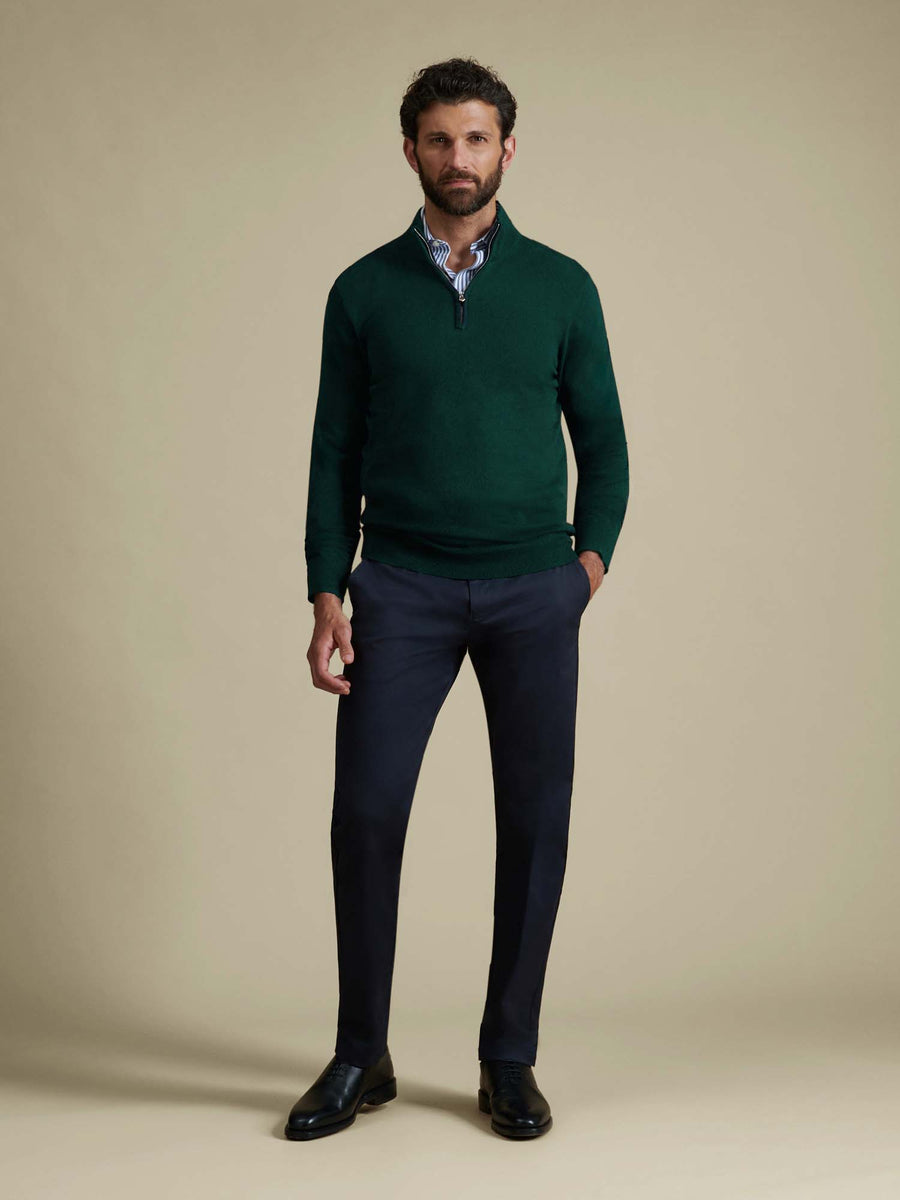 Duchamp Mens Quarter Zip Funnel Neck Botanical Garden