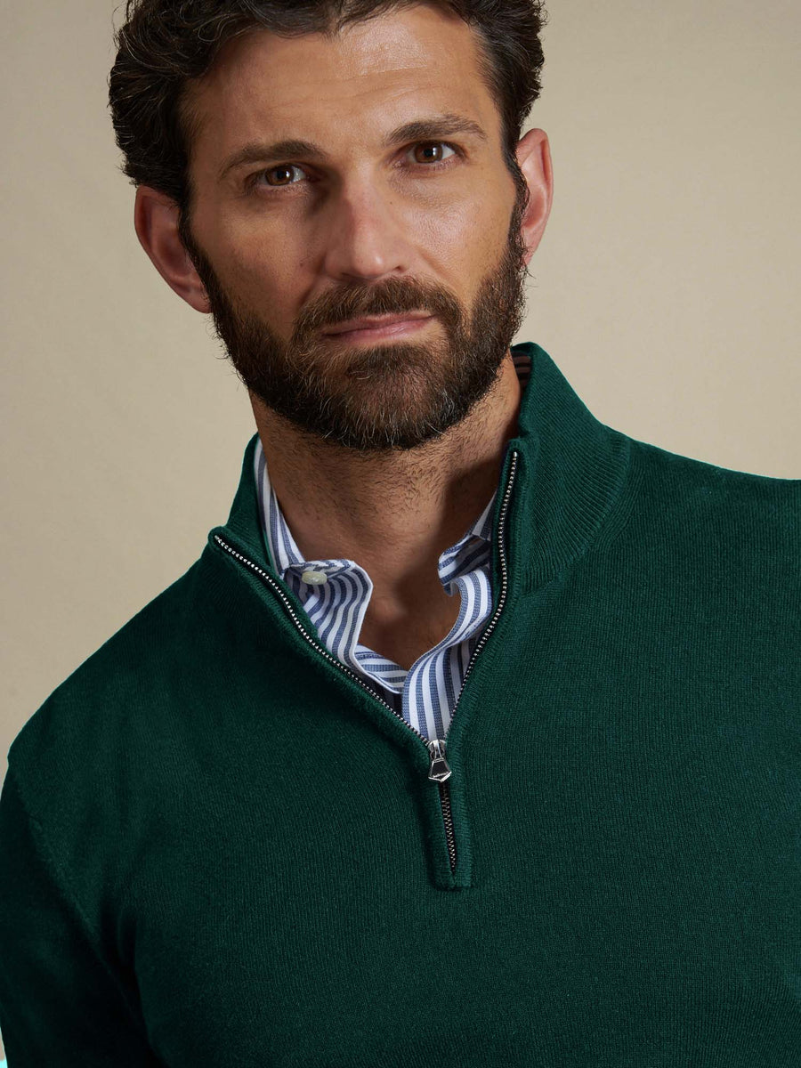 Duchamp Mens Quarter Zip Funnel Neck Botanical Garden
