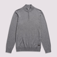 Duchamp Mens Quarter Zip Funnel Neck Smoked Pearl Marl