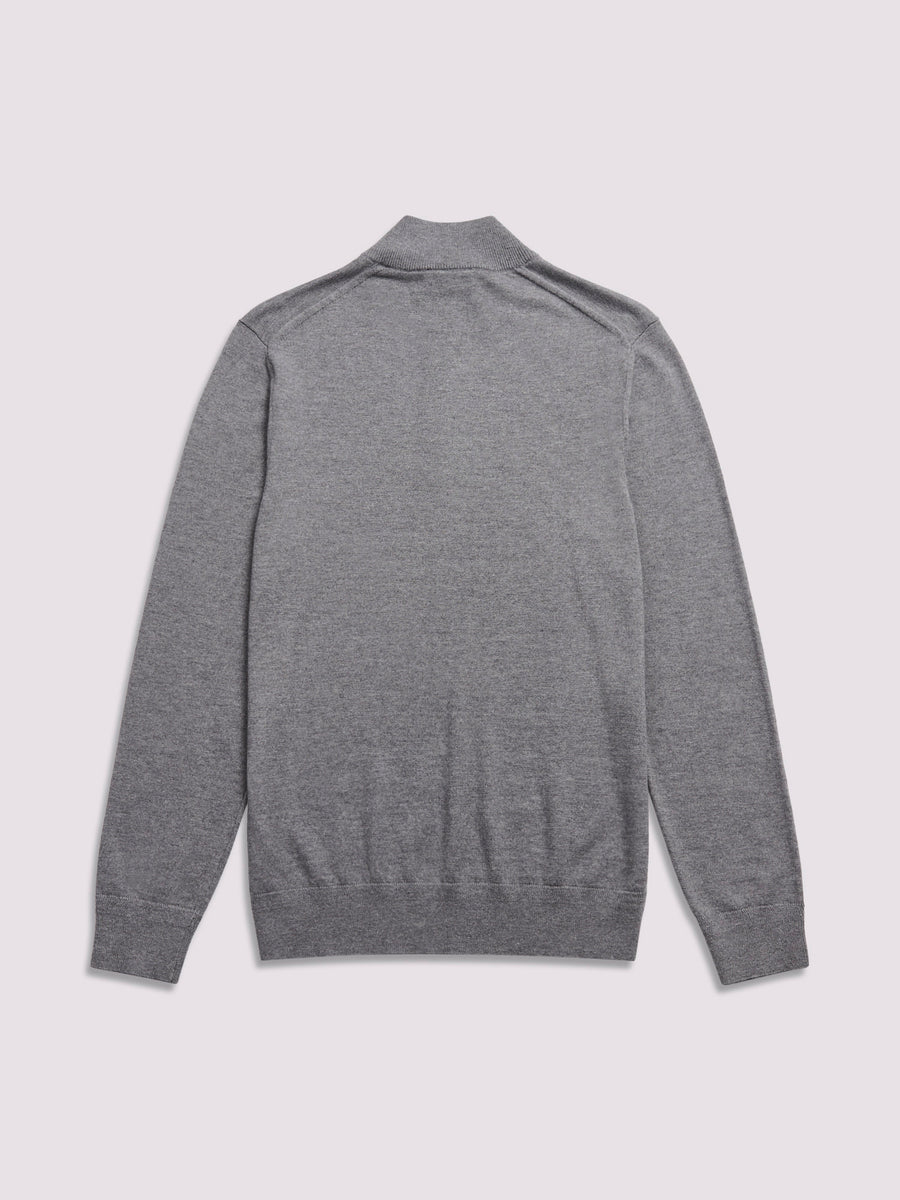 Duchamp Mens Quarter Zip Funnel Neck Smoked Pearl Marl