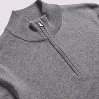 Duchamp Mens Quarter Zip Funnel Neck Smoked Pearl Marl