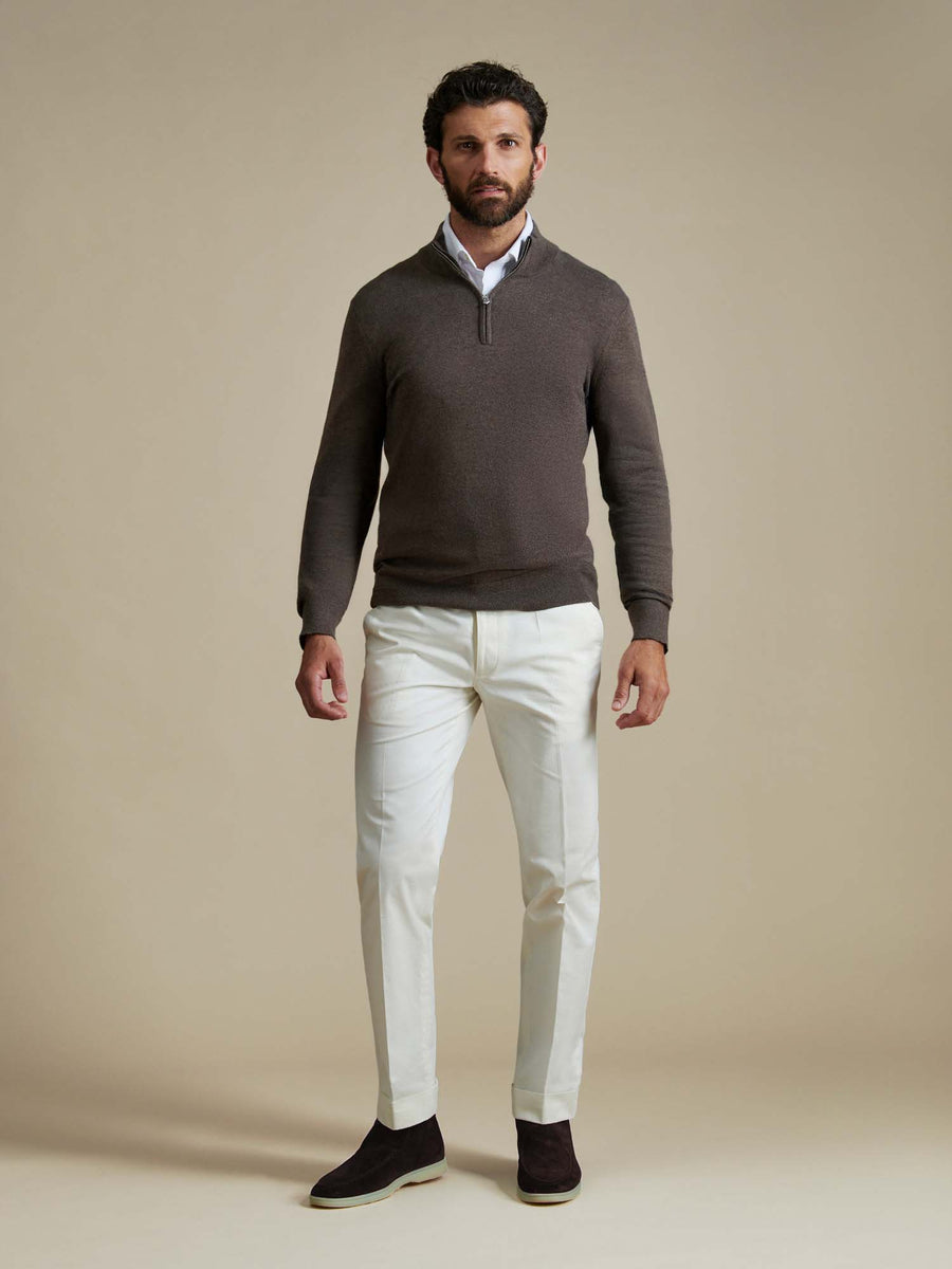 Duchamp Mens Quarter Zip Funnel Neck Canteen Marl