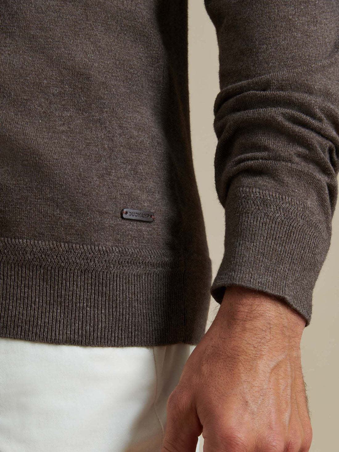 Duchamp Mens Quarter Zip Funnel Neck Canteen Marl