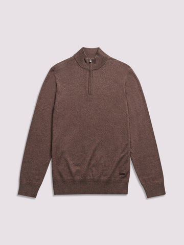 Quarter Zip Funnel Neck in Canteen Marl