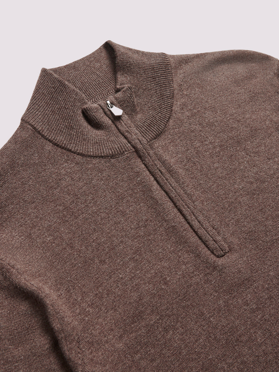 Duchamp Mens Quarter Zip Funnel Neck Canteen Marl