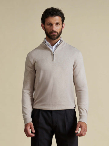 Duchamp Mens Quarter Zip Funnel Neck Silver Grey Marl