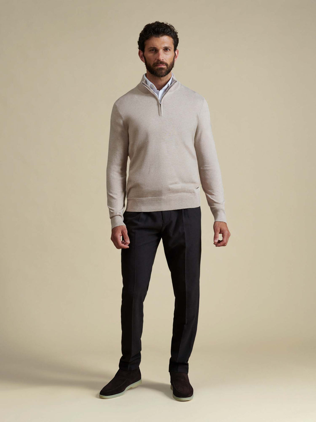 Duchamp Mens Quarter Zip Funnel Neck Silver Grey Marl