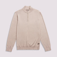 Quarter Zip Funnel Neck in Silver Grey Marl