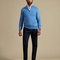 Duchamp Mens Quarter Zip Funnel Neck Della Robbia Blue Marl