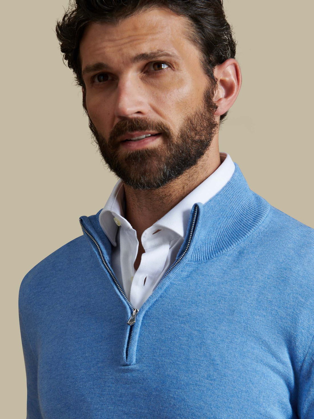 Duchamp Mens Quarter Zip Funnel Neck Della Robbia Blue Marl