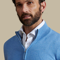 Duchamp Mens Quarter Zip Funnel Neck Della Robbia Blue Marl