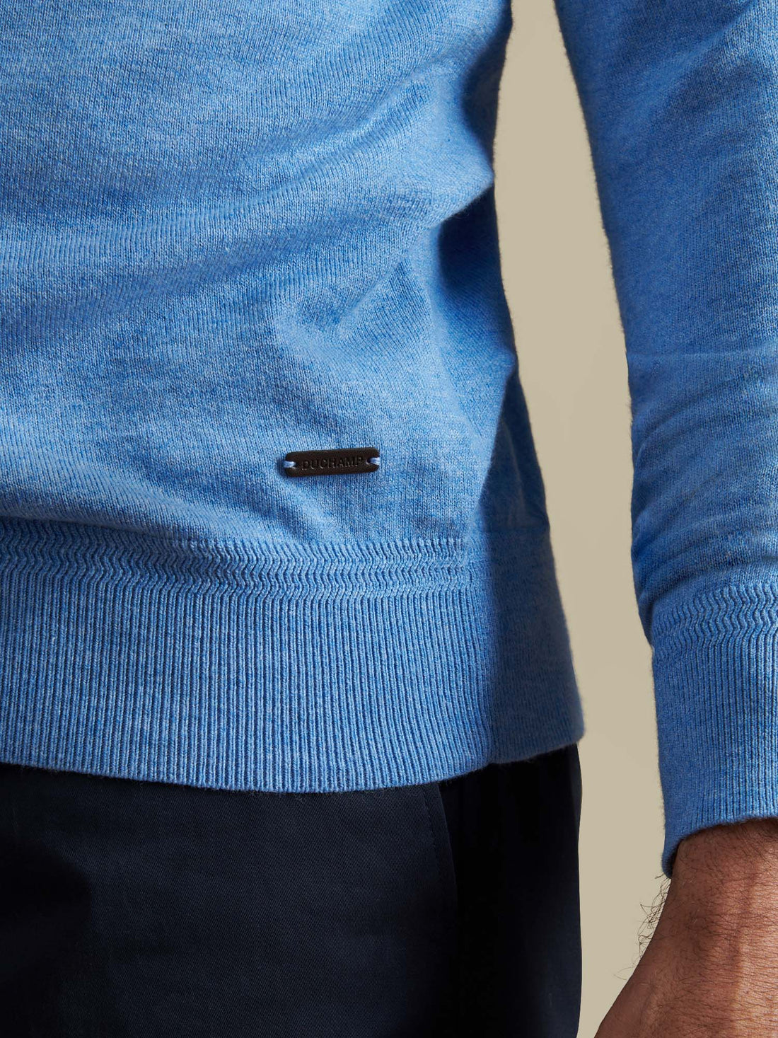 Duchamp Mens Quarter Zip Funnel Neck Della Robbia Blue Marl
