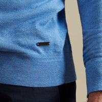 Duchamp Mens Quarter Zip Funnel Neck Della Robbia Blue Marl